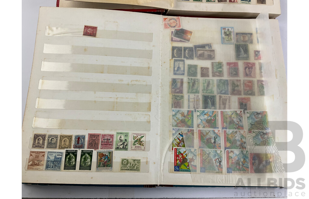 Four Albums of Antique and Vintage Stamps Including Australian States, Egypt, UK, Italy Denmark, Philippines, Japan, Canada, Kings and Queens of England and More