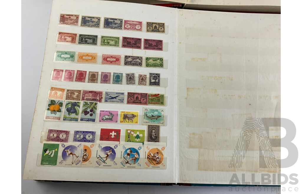 Four Albums of Antique and Vintage Stamps Including Australian States, Egypt, UK, Italy Denmark, Philippines, Japan, Canada, Kings and Queens of England and More