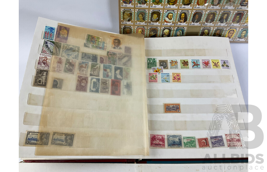 Four Albums of Antique and Vintage Stamps Including Australian States, Egypt, UK, Italy Denmark, Philippines, Japan, Canada, Kings and Queens of England and More