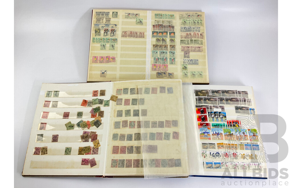 Three Albums of International Antique/Vintage Stamps Including India/Pakistan Over Prints, France, Sierra Leone, Netherlands, South Africa, Australian Predecimal and More