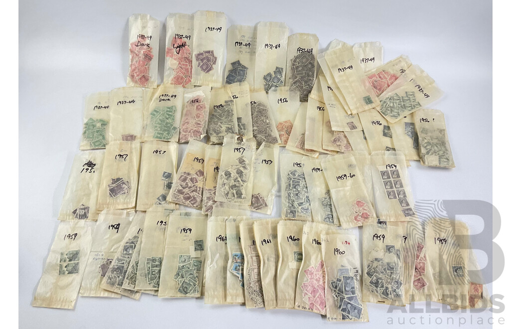 Collection of Australian Mint and Cancelled Predecimal Stamps, Examples Spanning 1930's to 1960's
