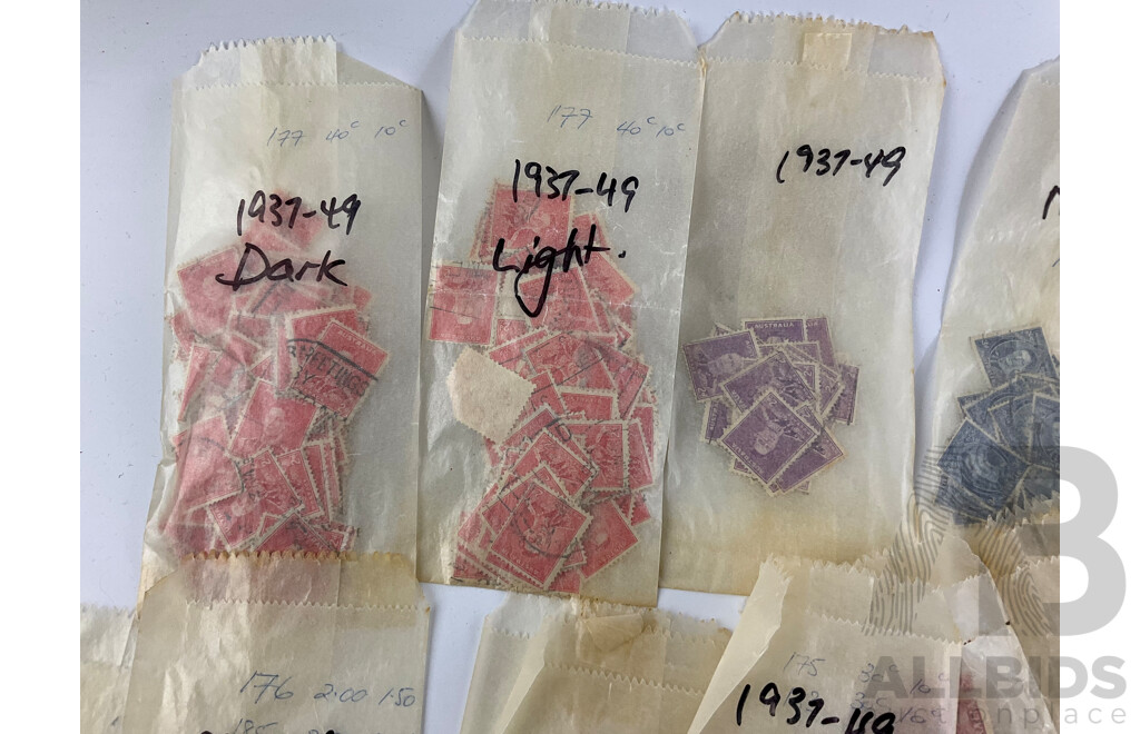 Collection of Australian Mint and Cancelled Predecimal Stamps, Examples Spanning 1930's to 1960's