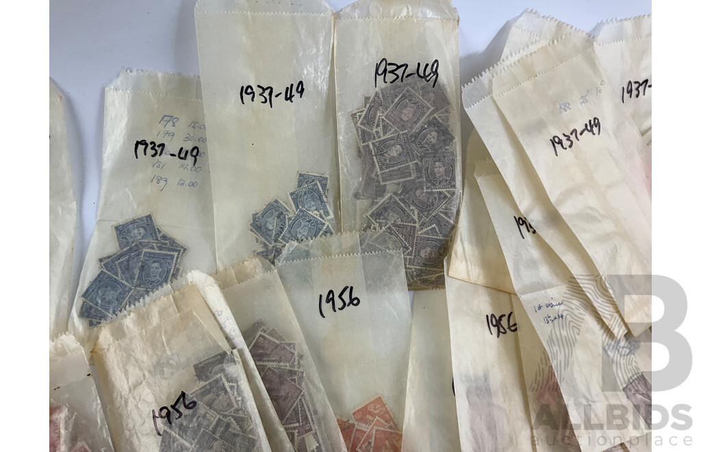 Collection of Australian Mint and Cancelled Predecimal Stamps, Examples Spanning 1930's to 1960's