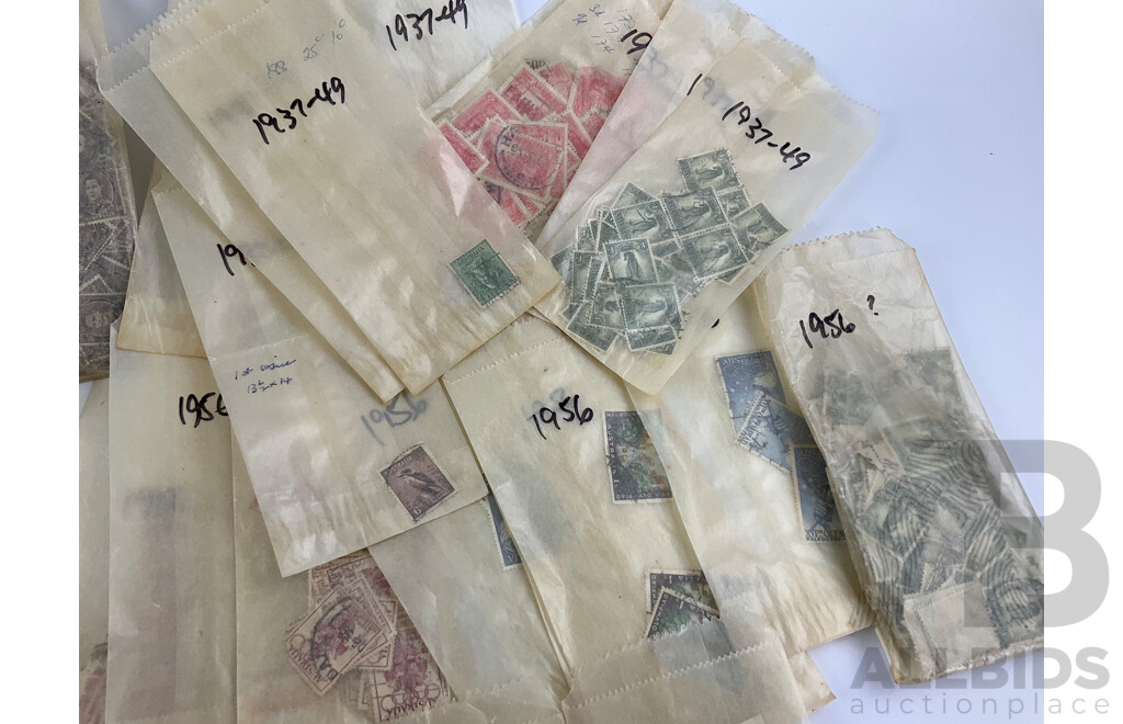 Collection of Australian Mint and Cancelled Predecimal Stamps, Examples Spanning 1930's to 1960's