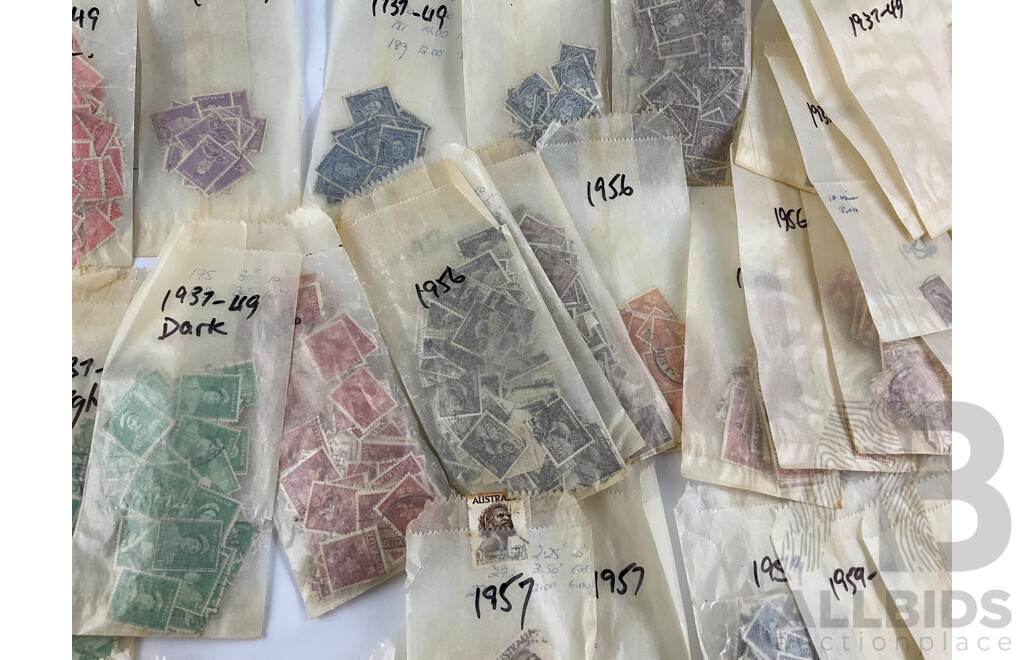 Collection of Australian Mint and Cancelled Predecimal Stamps, Examples Spanning 1930's to 1960's