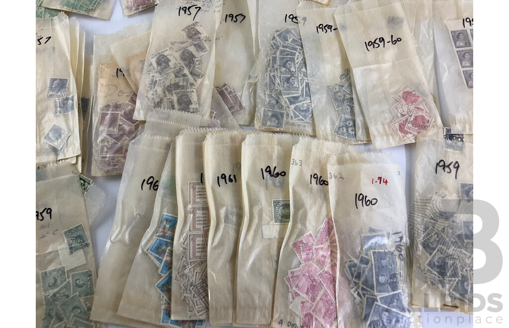 Collection of Australian Mint and Cancelled Predecimal Stamps, Examples Spanning 1930's to 1960's