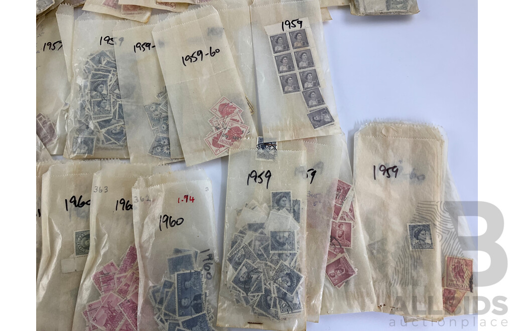 Collection of Australian Mint and Cancelled Predecimal Stamps, Examples Spanning 1930's to 1960's