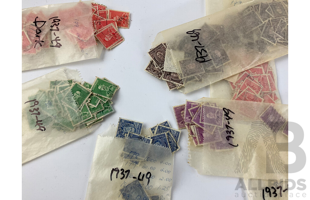 Collection of Australian Mint and Cancelled Predecimal Stamps, Examples Spanning 1930's to 1960's