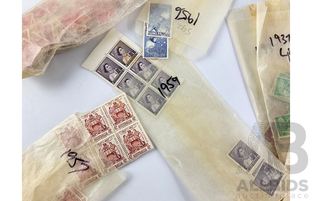 Collection of Australian Mint and Cancelled Predecimal Stamps, Examples Spanning 1930's to 1960's