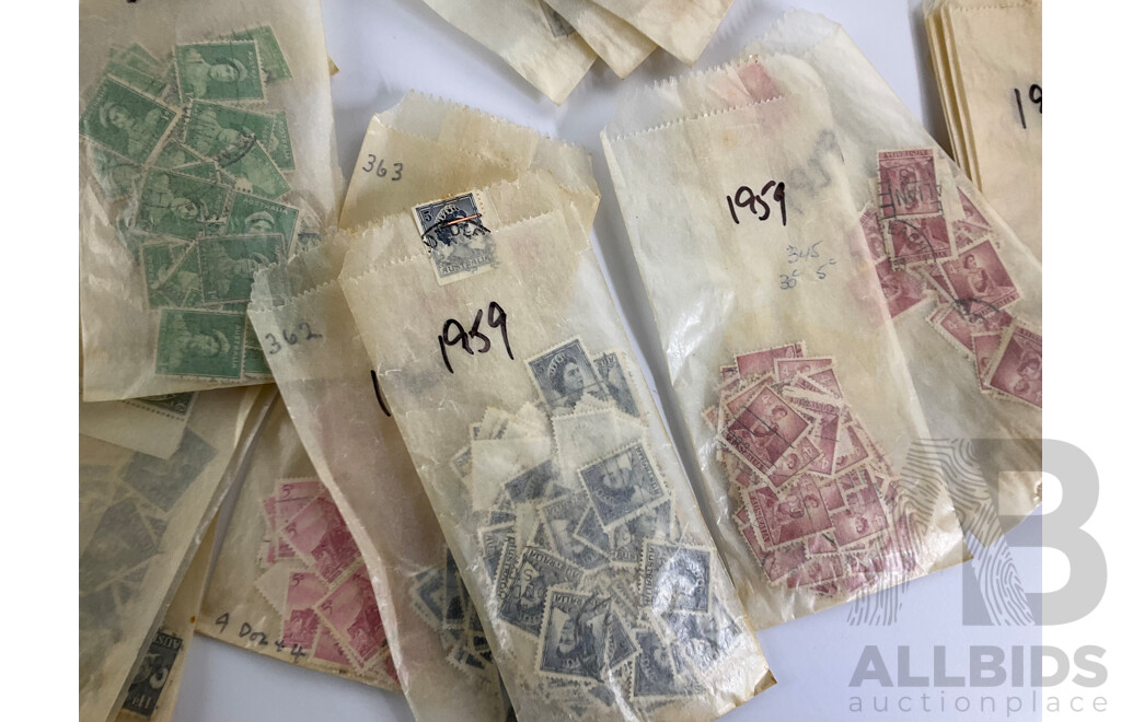 Collection of Australian Mint and Cancelled Predecimal Stamps, Examples Spanning 1930's to 1960's