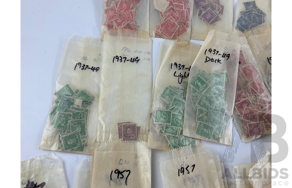Collection of Australian Mint and Cancelled Predecimal Stamps, Examples Spanning 1930's to 1960's