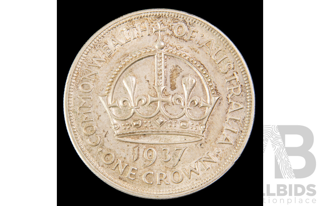 Australian 1937 Silver KGVI One Crown .925