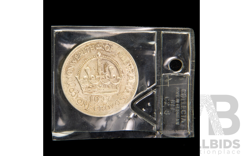 Australian 1937 Silver KGVI One Crown .925