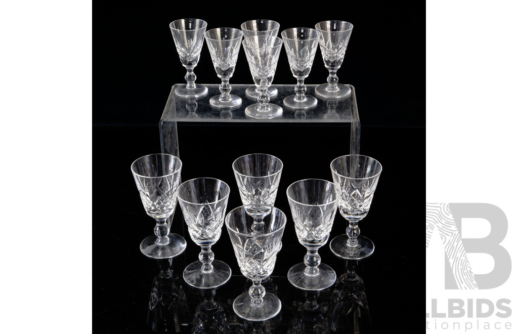 Two Sets Six Stuart Crystal Glengarry Cambridge Stemware Comprising Sherry Glasses & Liqueur Glasses