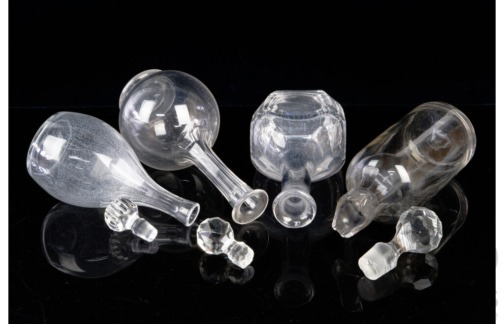 Collection Four Crystal Decanters Including Orrefors Example Lacking Stopper