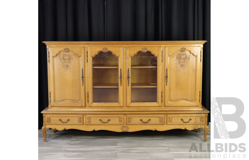 French Style Oak Two Piece Sideboard