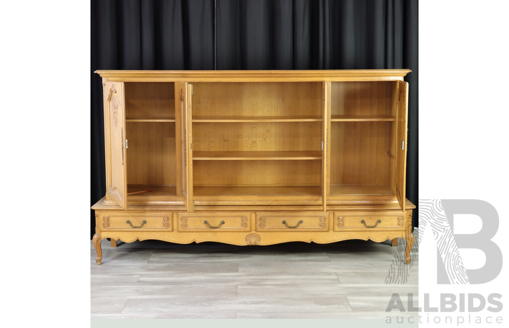 French Style Oak Two Piece Sideboard