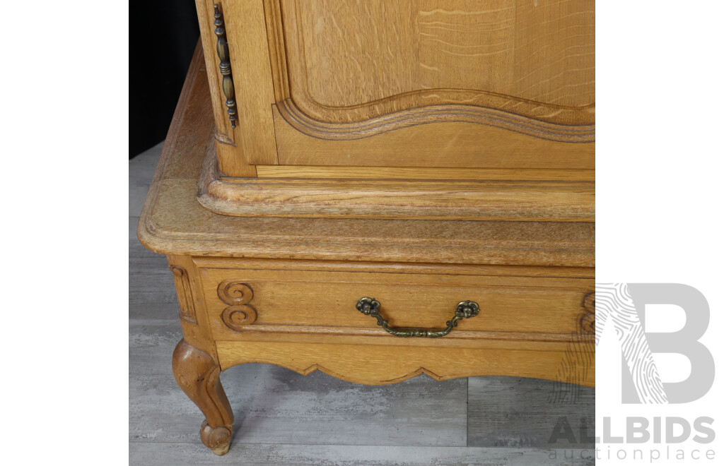 French Style Oak Two Piece Sideboard