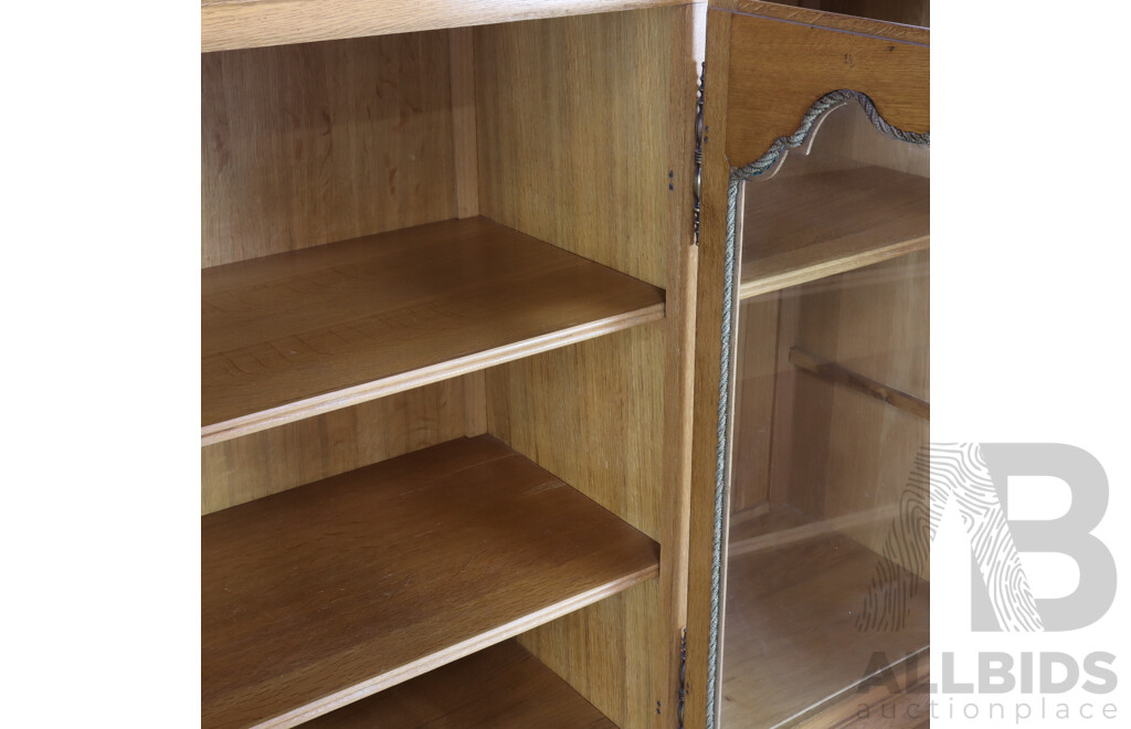 French Style Oak Two Piece Sideboard