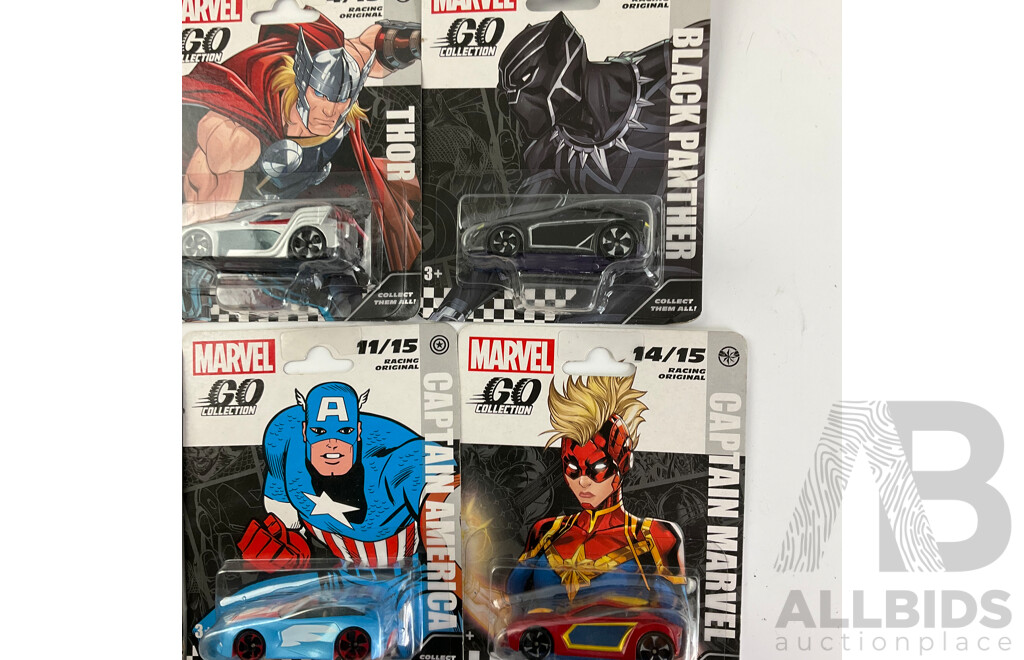 Diecast Hot Wheels Batman Vehicles with Marvel Go Collection Vehicles Including Batmobile and Iron Man