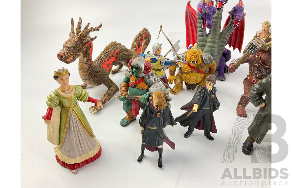 Collection of Display Figures Including Papo Fantasy and Harry Potter