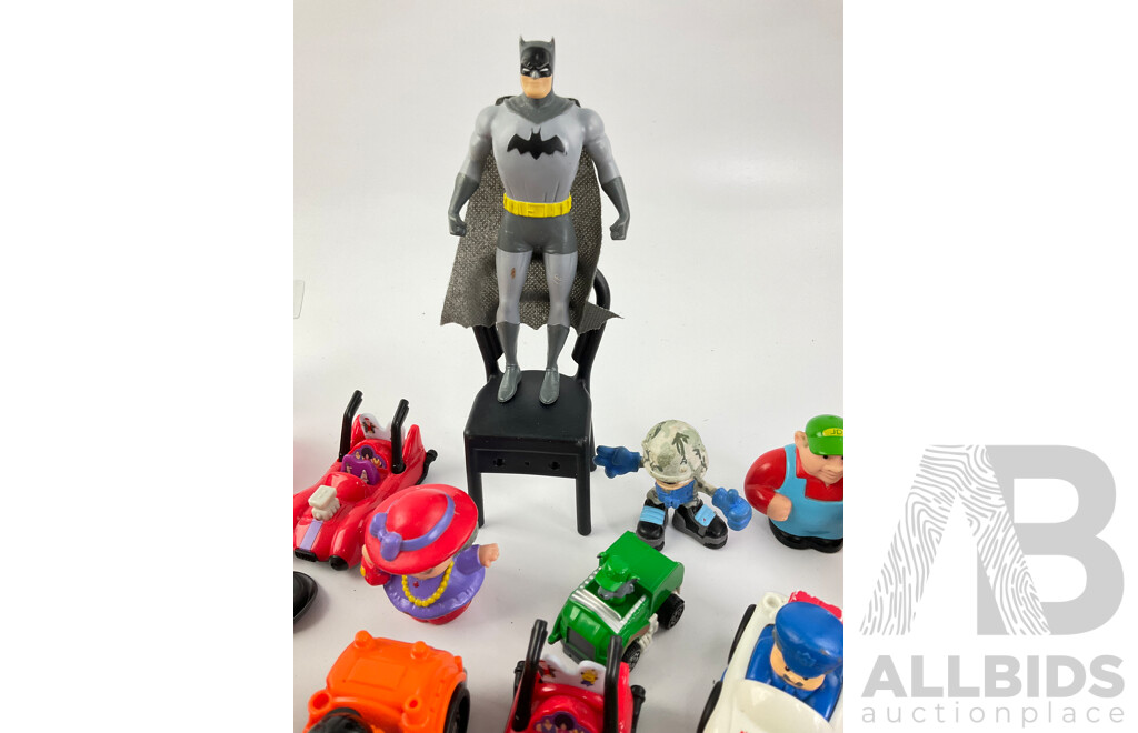 Collection of Display Figures and Diecast Vehicles Including Muppet Babies and Batman