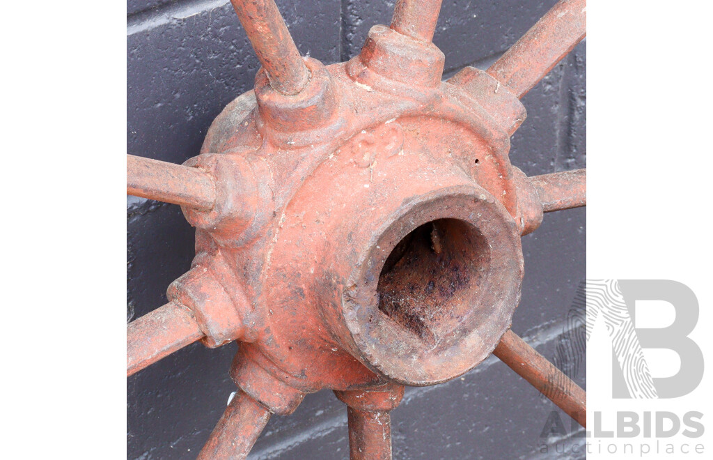 Cast Iron Nine Spoke Sulky Wheel by Ransoms, Head & Jefferes