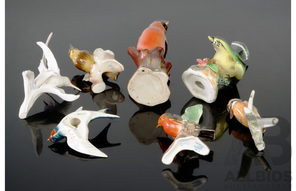 Collection Seven Porcelain & Ceramic Bird Figures Including Goebels and More