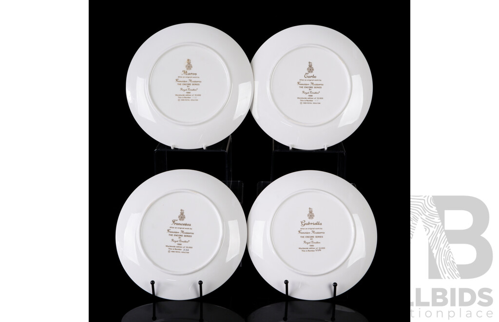 Collection Four Royal Doulton Porcelain Display Plates in the Encore Series Comprising Carlo, Marco, Francesco & Gabriella