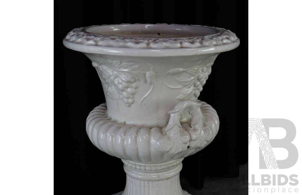 Large Glazed Vase on Plinth