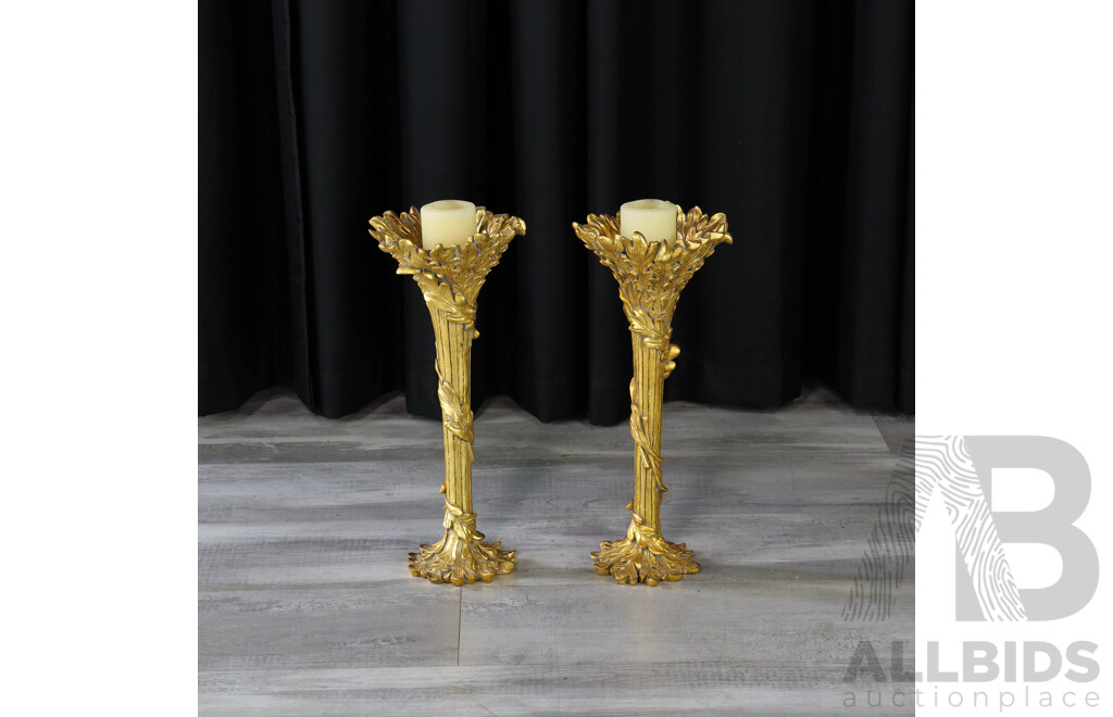 Pair of Gilt Composite Candle Sticks