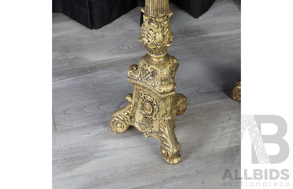 Pair of Large Gilt Composite Candlesticks