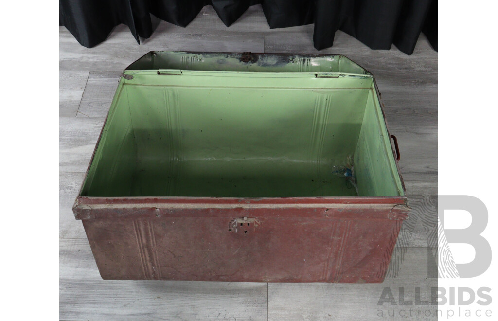 Large Vintage Metal Trunk