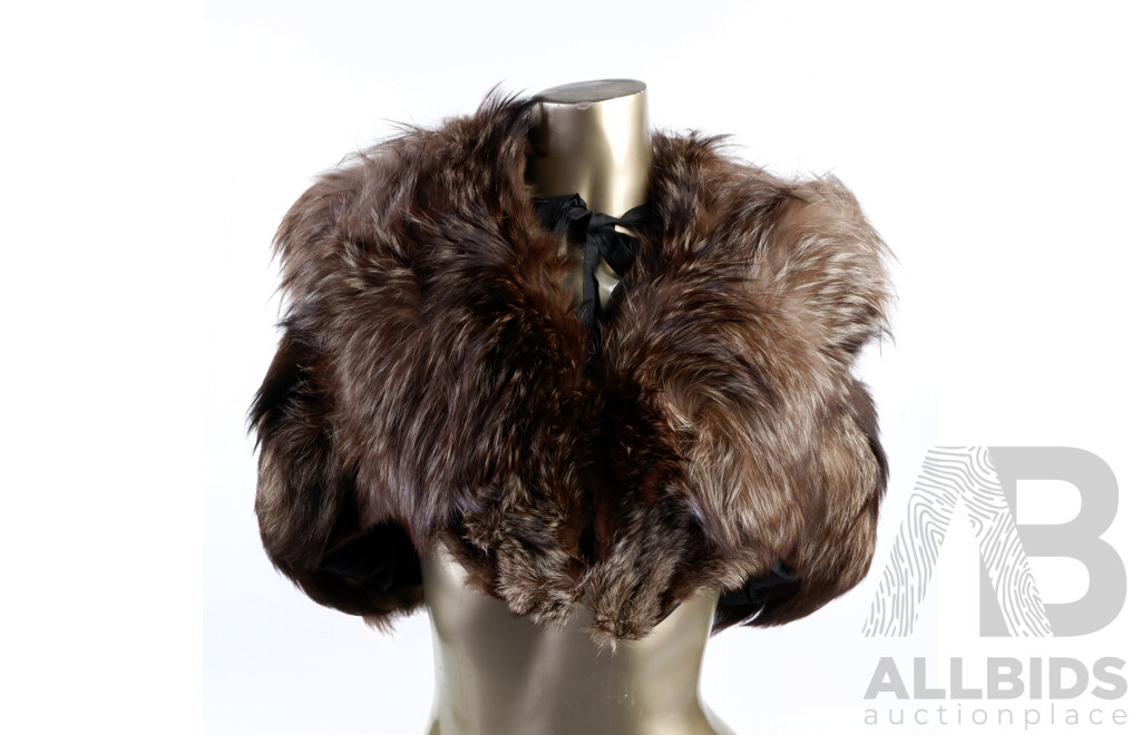 Vintage Fully Lined Fur Cape with Clip & Tie by Solmar Furs of Distinction