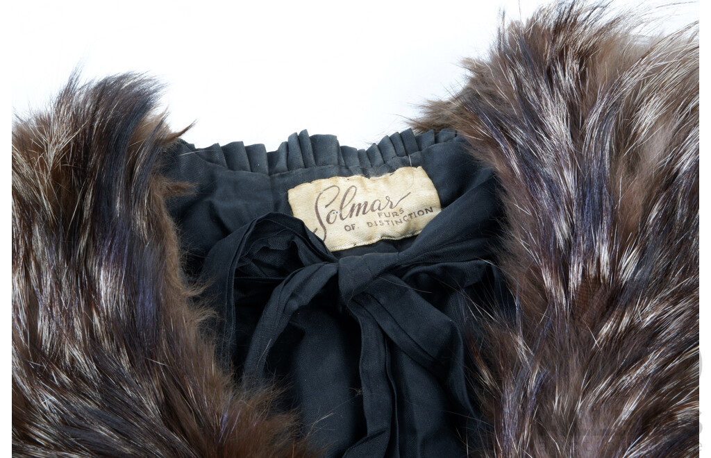 Vintage Fully Lined Fur Cape with Clip & Tie by Solmar Furs of Distinction