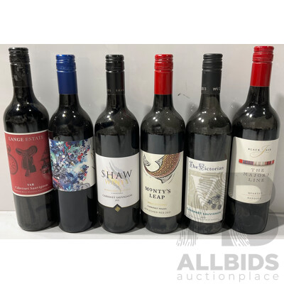 Lot of Six Various Red Wines