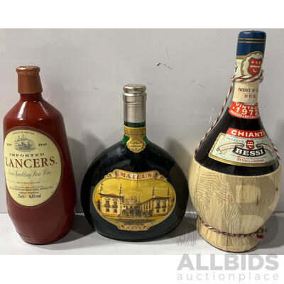 Bessi Chianti Red Wine, Mateus Rosè, and Lancers Sparkling Rosè Wine- Lot of 3