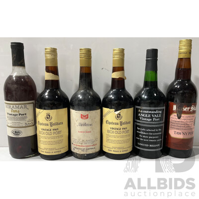 Six Bottles of Various Vintage Port Wines