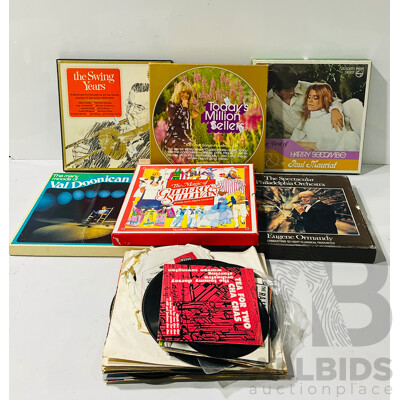 Collection Six Vintage Vinyl LP Box Sets ALong with 45s and Some Lps