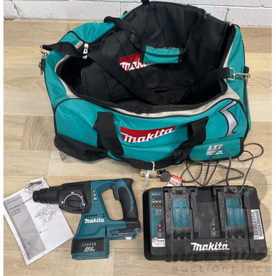 Makita 18V Rotary Hammer DHR242 - Skin Only, Charger and Carry Bag - Lot of 3