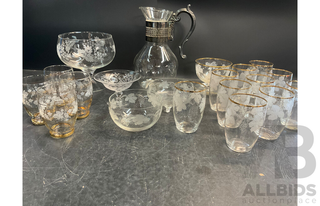 Assorted Vintage Cut Glass and Cocktail Glassware