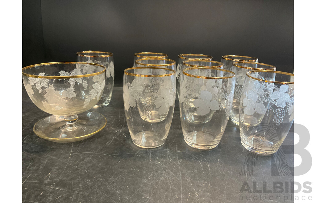 Assorted Vintage Cut Glass and Cocktail Glassware