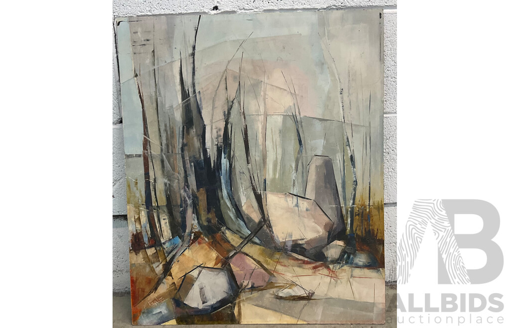 Abstract Earthy Landscape with Organic Shapes and Subtle Pastel Hues (61 X 51 Cm)