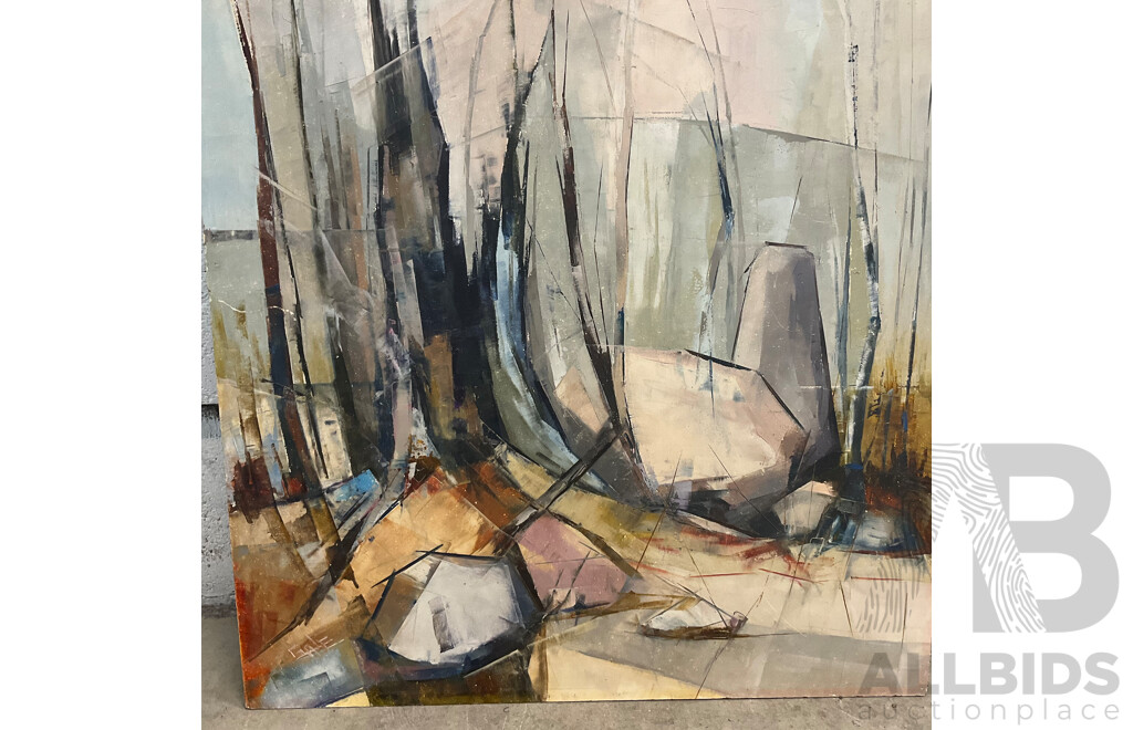 Abstract Earthy Landscape with Organic Shapes and Subtle Pastel Hues (61 X 51 Cm)