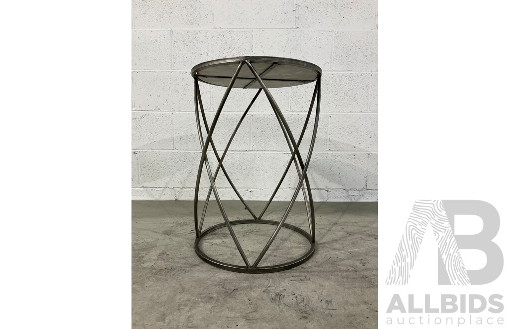 Marble Inlaid Side Table or Plant Stand