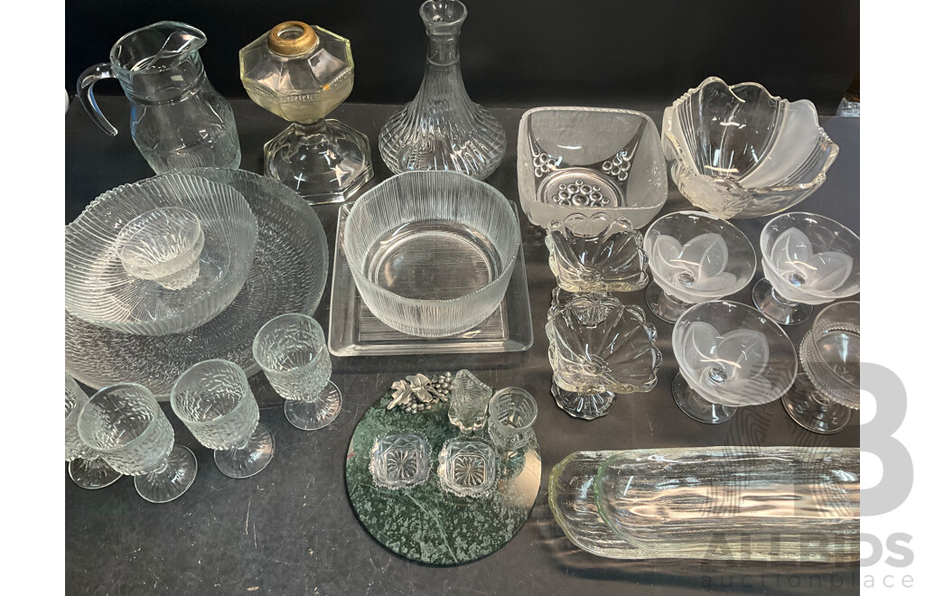 Assorted Vintage Frosted Glass - French and Miscellanous Glassware