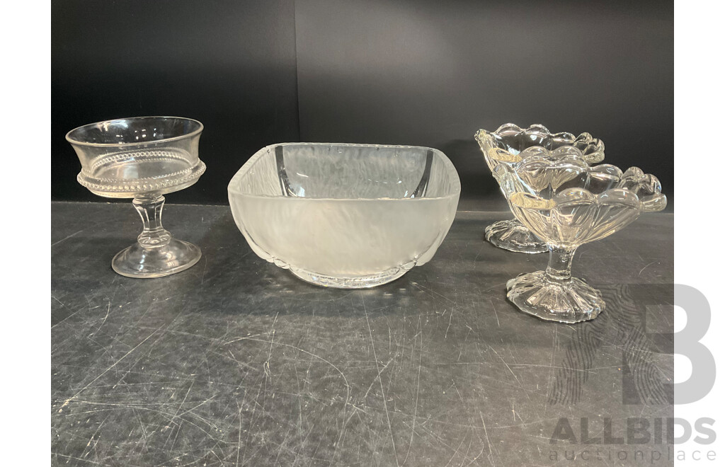 Assorted Vintage Frosted Glass - French and Miscellanous Glassware