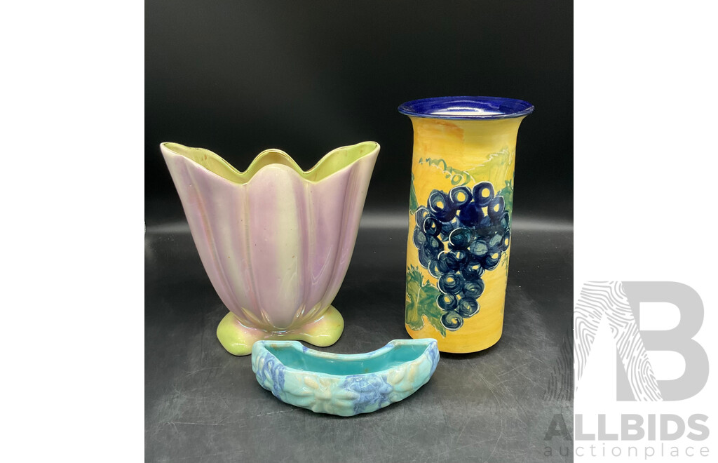 Vintage  Australian Studio Pottery Vase, Studio Anna Vase, Vintage Channel Vase - Lot of 3
