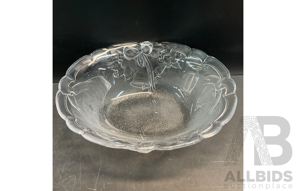 Collection of Vintage Etched Glass Plates, Bowls and Chargers