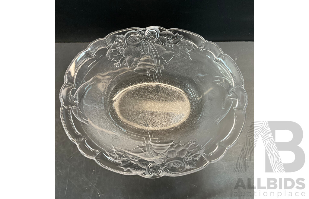 Collection of Vintage Etched Glass Plates, Bowls and Chargers